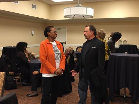 RTG attendees Loyce Arthur (Theatre) and Pete Damiano (Dentistry/UI Public Policy Center Director)